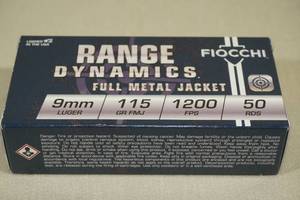 lot 133 image: 50 Fiocchi 9mm Luger 115 Gr FMJ Ammo