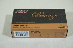 lot 134 image: 50 PMC Bronze 9mm Luger 115 Gr FMJ Ammo