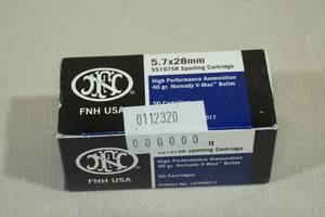 lot 136 image: 50 FNH 5.7 x 28mm 40 Gr Hornady V-Max Ammo