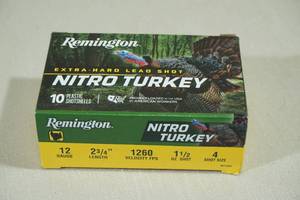 lot 149 image: 10 Remington Nitro Turkey 12 Gauge 2-34 4 Shot Shotshells