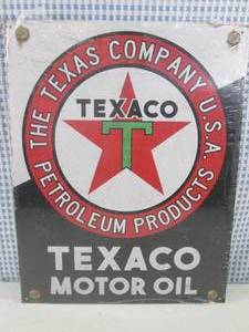 lot 202 image: (G-1) Tin Sign Texaco Motor Oil -...