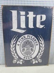 lot 205 image: (C-3) Tin Sign Lite Beer - 12 12...