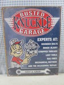 lot 206 image: (C-3) Tin Sign Busted Knuckle Gara...