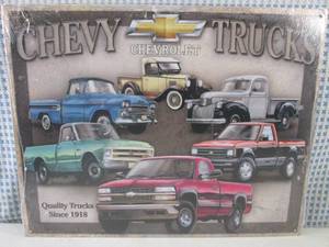 lot 208 image: (C-3) Tin Sign Chevy Trucks, Quali...