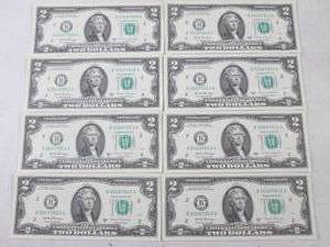 lot 210 image: (CNTR) 8 - $2 Dollar Bills - Serial...