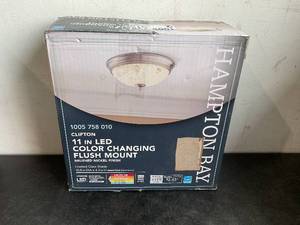 lot 29 image: Hampton Bay Clifton 11 in. Brushed Nickel Selectable LED Flush Mount