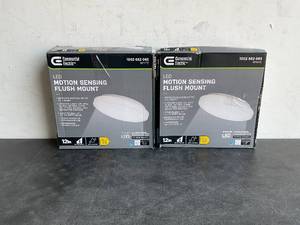lot 44 image: LOT OF 2. Commercial Electric 12 in. Motion Sensing LED Closet Light Flush Mount Ceiling Light 1000 Lumens 4000K Bright White Garage Stairway Hallway