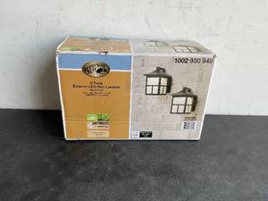 lot 46 image: Hampton Bay Black Outdoor Integrated LED Wall Lantern Sconce (2-Pack)