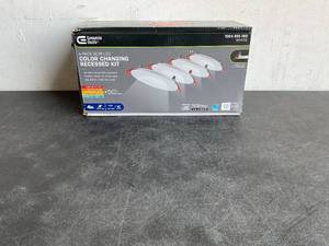 lot 48 image: Commercial Electric Ultra Slim 4 in. Color Selectable New Construction and Remodel Canless Recessed Integrated LED Kit (4-Pack)