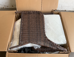 lot 80 image: LOT OF 2. Hampton Bay Cambridge Brown Wicker Outdoor Patio Lounge Chair NO CUSHION COVERS