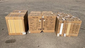 lot 19 image: LOT OF 21 Hampton Bay Shaker Kitchen Cabinets in Satin White