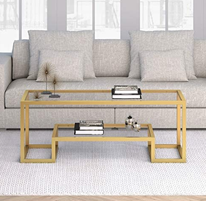 lot 64 image: Henn&Hart 45 Wide Rectangular Coffee Table in Brass