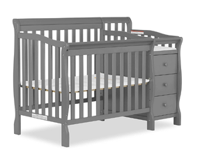 lot 76 image: Dream On Me Jayden 4-in-1 Mini Convertible Crib And Changer in Pebble Gray