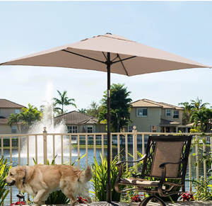 lot 88 image: AMMSUN 6.5 x 4.5ft Rectangular Patio Umbrellas Outdoor Table Umbrella Steel Pole and Fiberglass Ribs Push Button Tilt,Beige