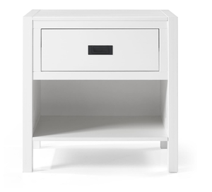 lot 100 image: Walker Edison  1-Drawer Classic Solid Wood Nightstand in White