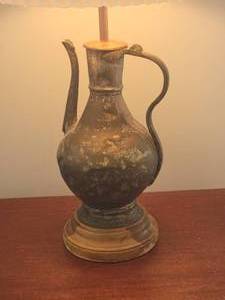 lot 122 image: Tarnished Copper Pitcher Lamp