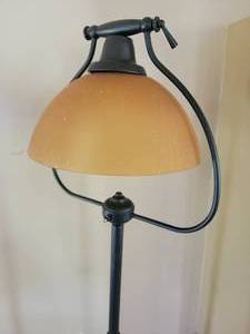 lot 29 image: Handle Harp Amber Shade Floor Lamp