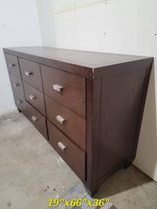 lot 15 image: Mahogany Tone Three Wide Dresser