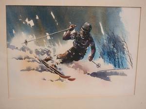 lot 103 image: 80s Watercolor Skiing Print
