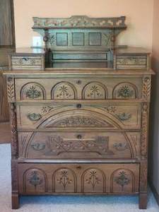 lot 17 image: Enchanting Antique Scandinavian Carved Dresser