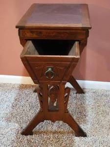 lot 37 image: Primitive Hancarved Accent Table