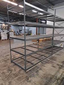 lot 1023 image: Metal Pallet Racking Shelving Unit 5-shelf 8x4x10 with Shelf Grates