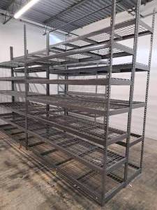 lot 1025 image: Metal Pallet Racking Shelving Unit 6-shelf 8x2x10 with Shelf Grates