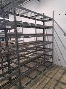 lot 1027 image: Metal Pallet Racking Shelving Unit 7-shelf 8x2x10 with Shelf Grates