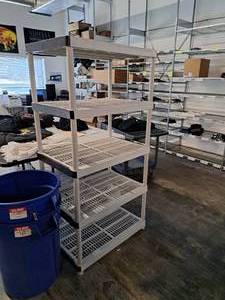 lot 1034 image: Plastic Storage Shelving Unit 5-shelf 3x2x6