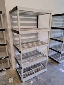 lot 1041 image: Plastic Storage Shelving Unit 5-shelf 3x2x73
