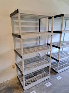 lot 1042 image: Plastic Storage Shelving Unit 5-shelf 3x2x73