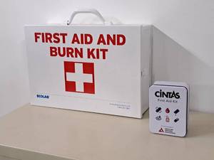 lot 1103 image: Lot of (2) Metal First Aid Kits