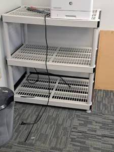 lot 1125 image: Plastic Storage Shelf Unit 3-shelf 36x24x39