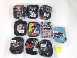 lot 418 image: Wholesale Lot of 63 Assorted Rocksax Brand Rock Band Crossbody Bags