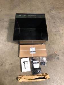 lot 3 image: Complete 22.875 in. x 23.5 in. Black 19 Gallon Utility Sink with Black Metal Hybrid High Arc Faucet and Soap Dispenser    Customer Returns See Pictures