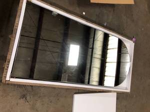 lot 32 image: 32 in. W x 71 in. H Oversized Classic Modern Arch-Top Full Length Black Standing Mirror Customer Returns See Pictures