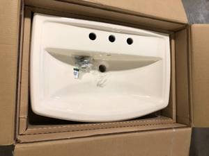 lot 33 image: White Bathroom Sink Customer Returns See Pictures
