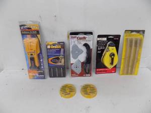 Stud sensor, Screw remover, Caulk, Caulk Line, Brushes, Bits