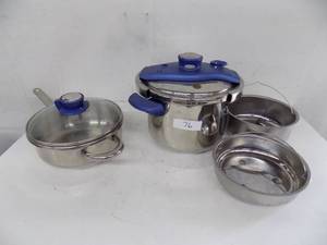 Stainless steel pressure cooker, steamer pan.