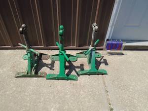 Qty of 3 pipe roller stands. As shown.