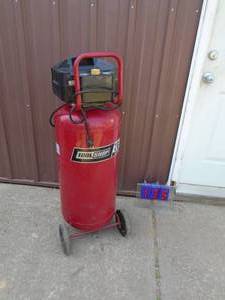 Tool Shop 20 gal air compressor. Works but only seems to go to 80 psi. Not tested further.  As shown.