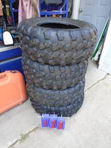 Qty of 4 atv tires. Qty of 2  26 x 10 x 14 & qty of 2  26 x 8 x 14. Used conditon. Plenty of tread left. As shown.