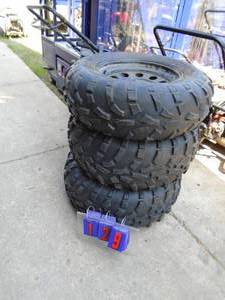 Qty of 2 atv tires. Qty of 1  26 x 9 x 14 & qty of 2  26 x 11 x 14. Used condition. As shown.