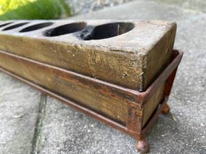 lot 109 image: Vintage Metal Candle Holder with Wooden Tray