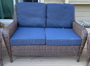 lot 1 image: Hampton Bay Loveseat, Chairs and Table