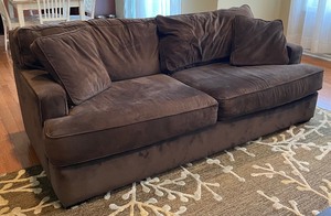 lot 11 image: Brown Microfiber Sofa from Macys