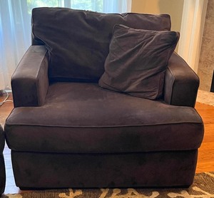 lot 12 image: Pair of Brown Microsuede Chairs from Macys