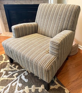 lot 14 image: Striped Upholstered Chair