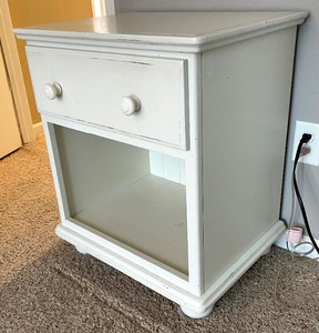 lot 41 image: Distressed Antica White Nightstand  Side Table by Ragazzi