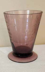 lot 27 image: Vintage Amethyst-Hued Wine Carafe and Glass Set